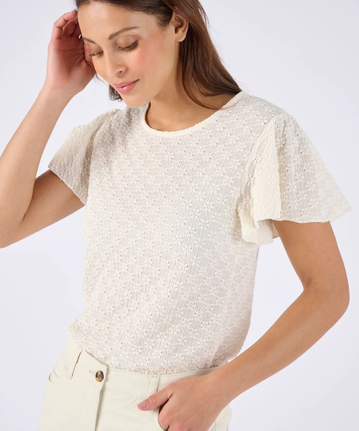 T-shirt maille jacquard reliéfée