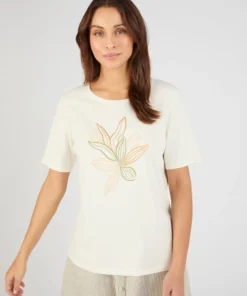 T-shirt maille jersey motif feuillage