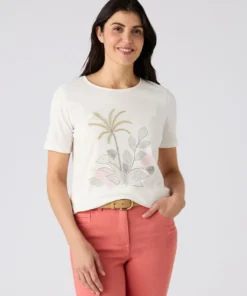T-shirt maille jersey motif placé esprit tropical