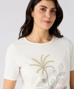 T-shirt maille jersey motif placé esprit tropical