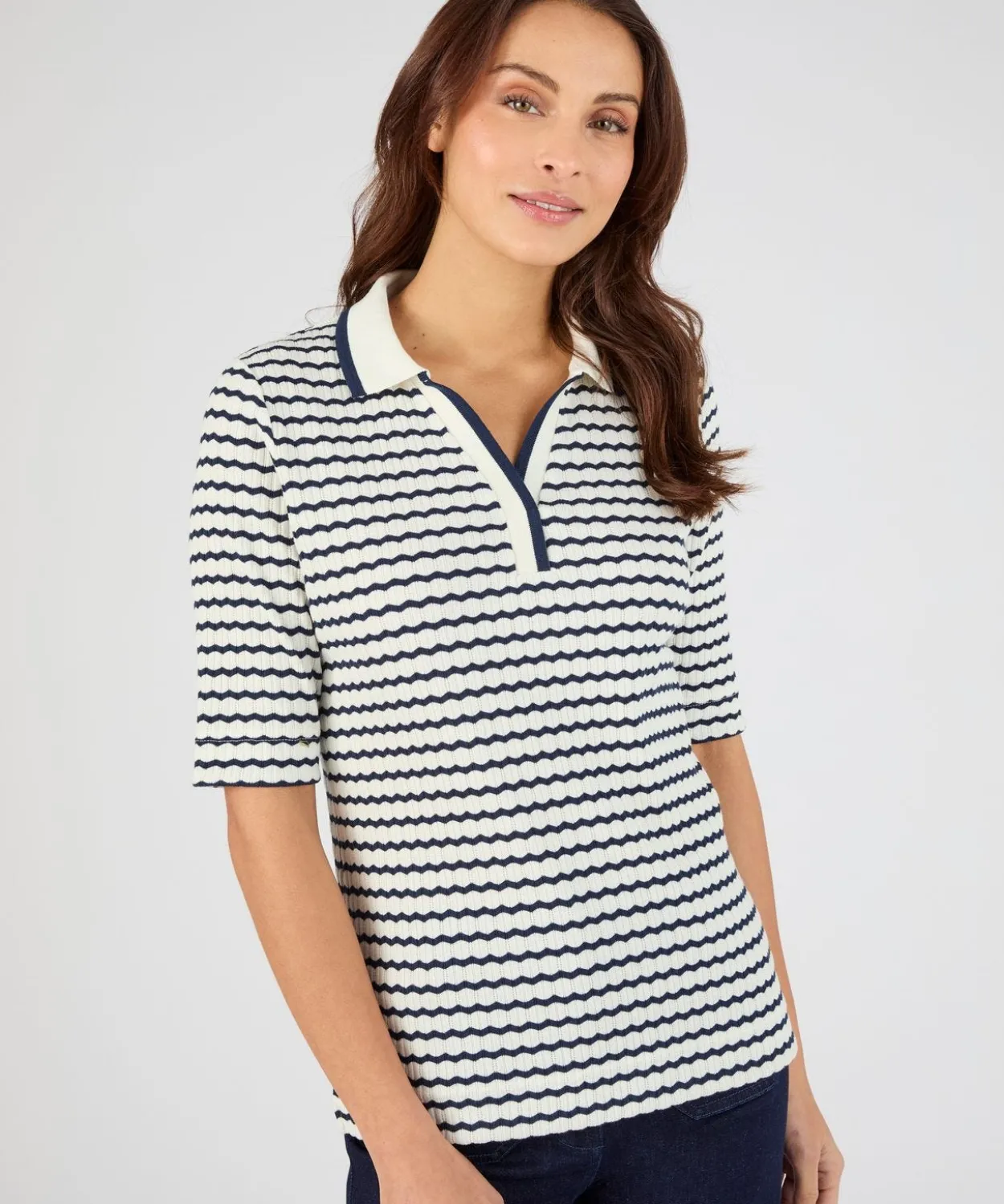 T-shirt maille pointelle, uni ou rayé