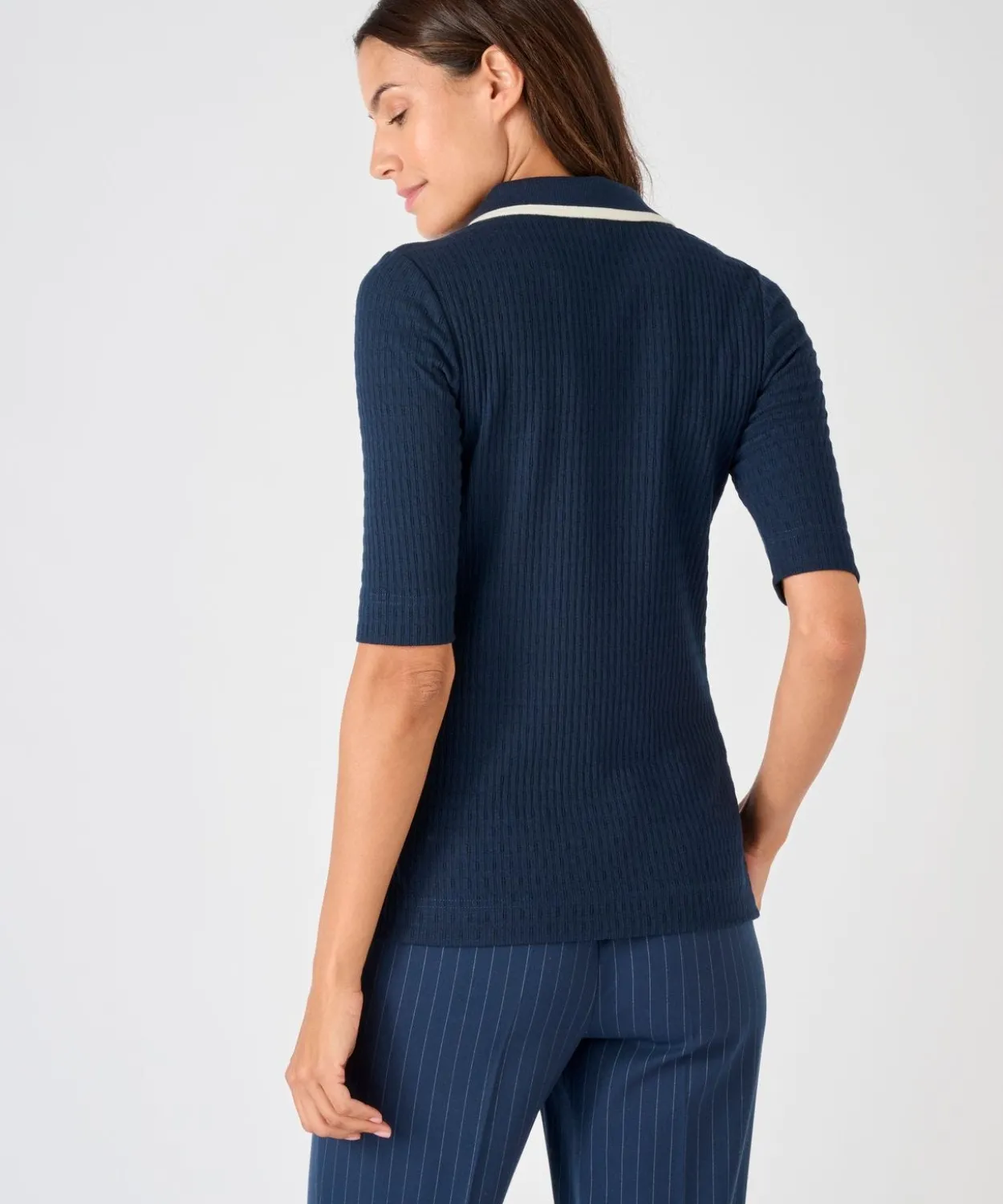 T-shirt maille pointelle, uni ou rayé