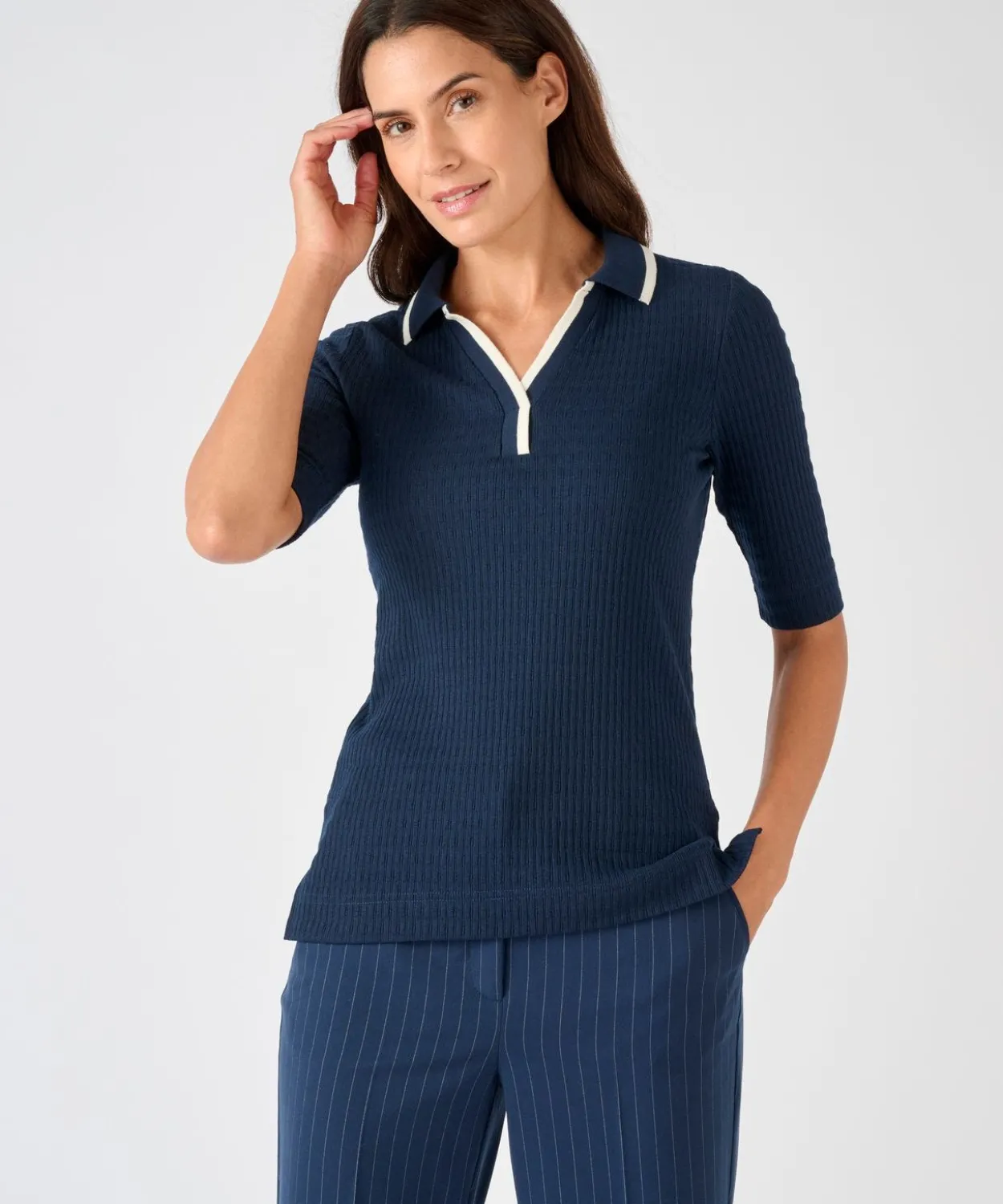 T-shirt maille pointelle, uni ou rayé