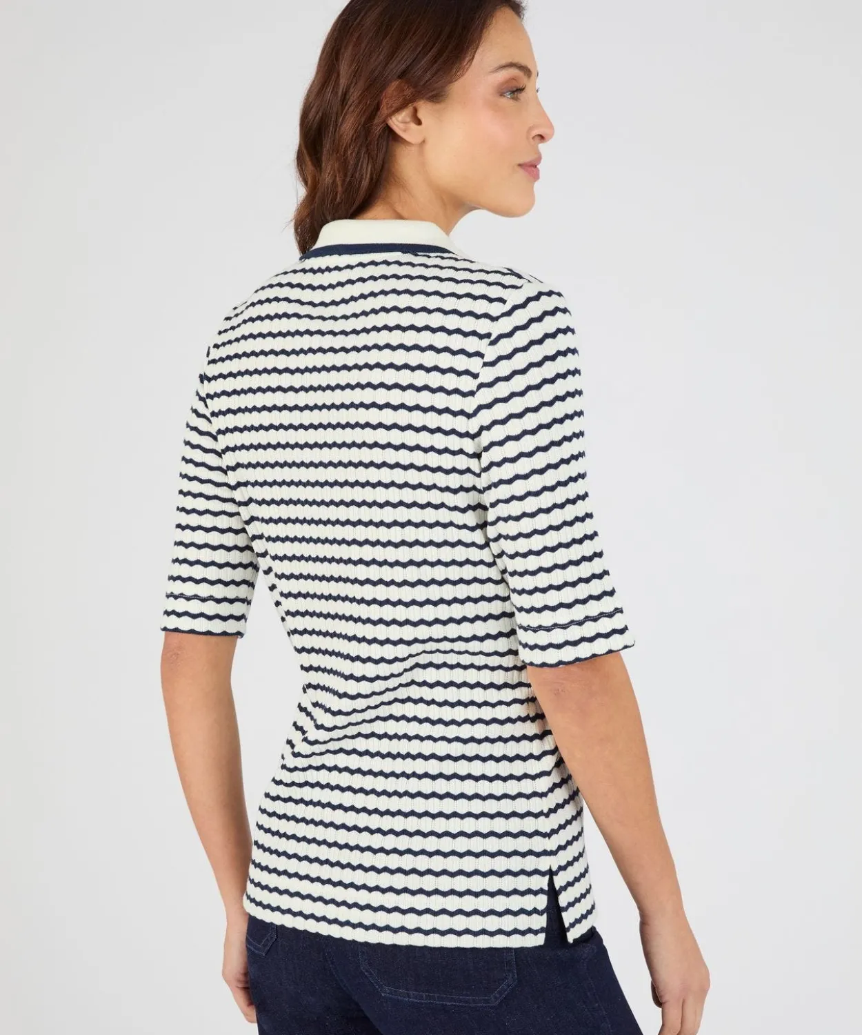 T-shirt maille pointelle, uni ou rayé