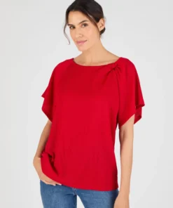 T-shirt maille texturée col fantaisie