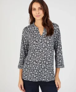 T-shirt maille texturée fleurie