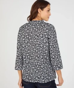 T-shirt maille texturée fleurie