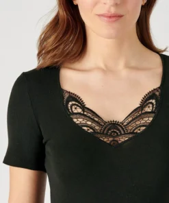 T-shirt manches courtes fine côte guipure Thermolactyl