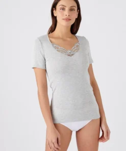 T-shirt manches courtes fine côte guipure Thermolactyl