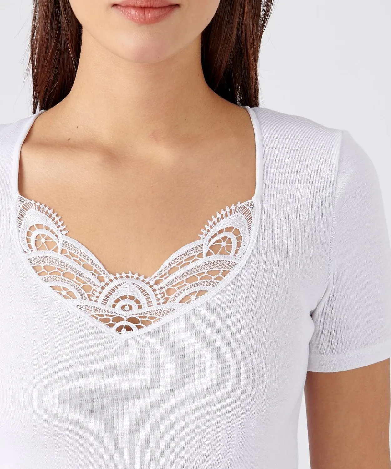 T-shirt manches courtes fine côte guipure Thermolactyl