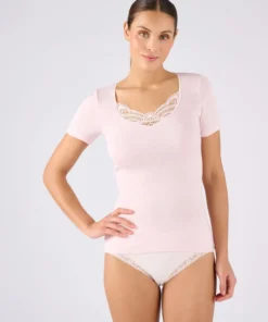 T-shirt manches courtes fine côte guipure Thermolactyl