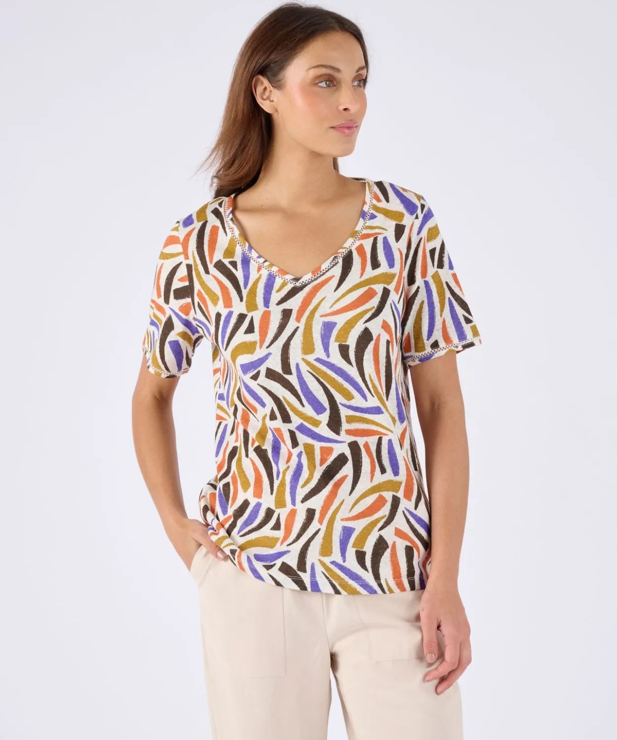 T-shirt mélange lin, détail jours échelle