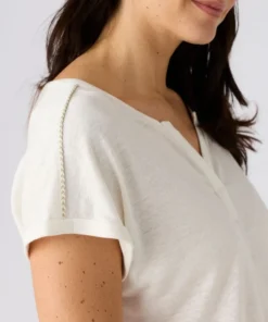 T-shirt mélange lin, détails tressés