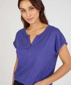 T-shirt mélange lin, détails tressés