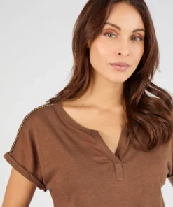 T-shirt mélange lin, détails tressés