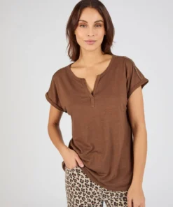 T-shirt mélange lin, détails tressés