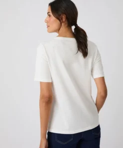 T-shirt motif imprimé avec perles fantaisie