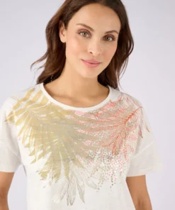 T-shirt motif placé fil brillant