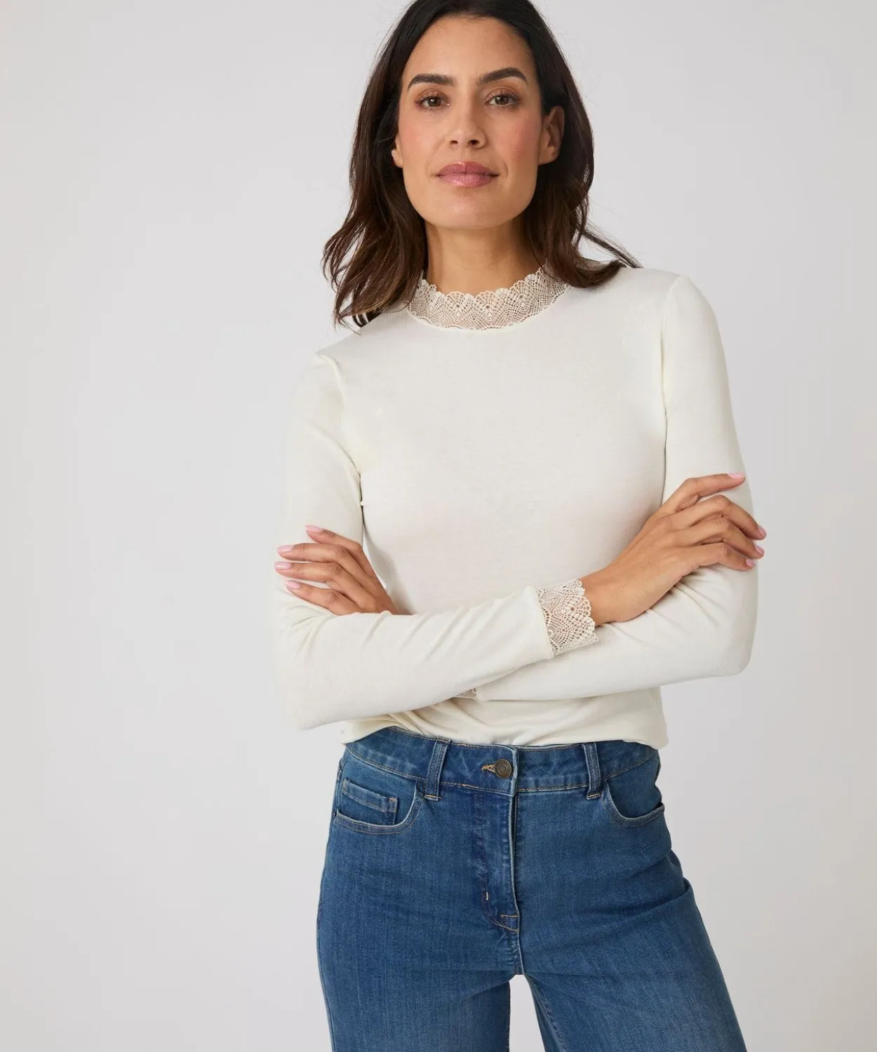 T-shirt Thermolactyl Sensitive col montant dentelle