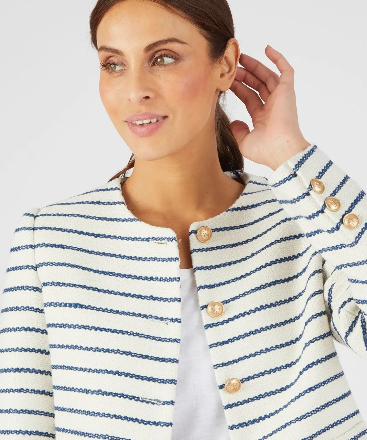 Veste effet tweed rayée