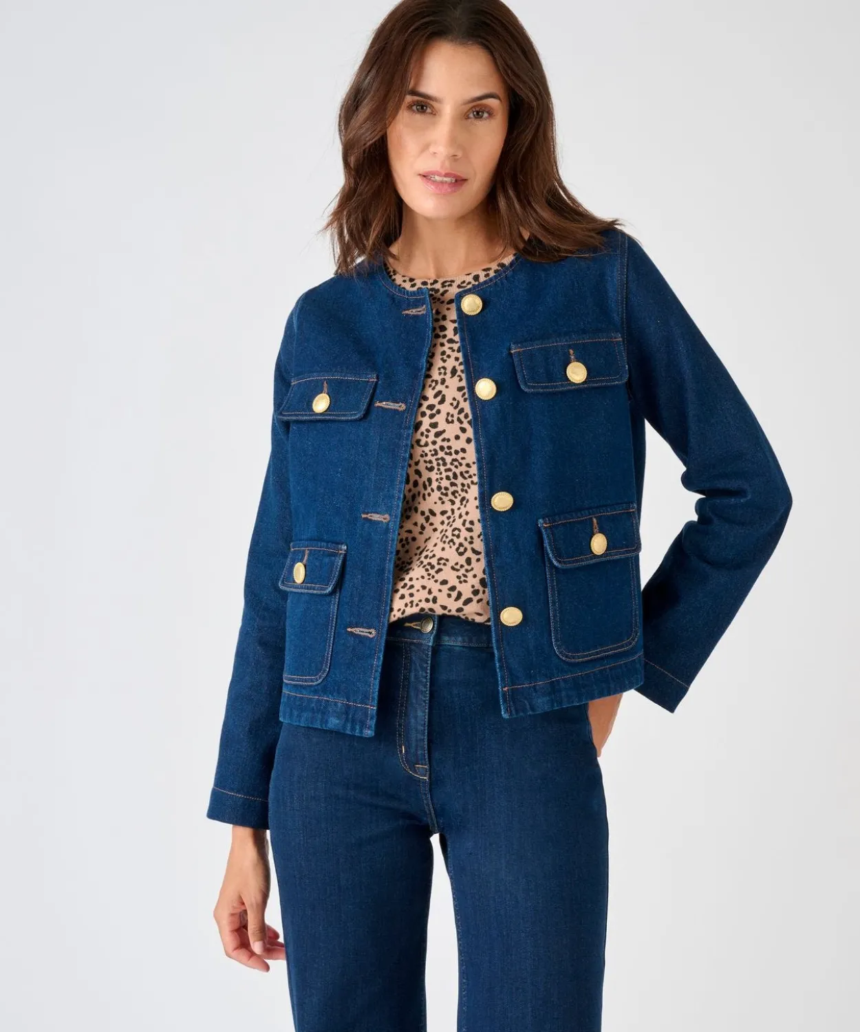 Veste en jean à boutons chic