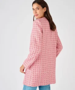 Veste longue effet tweed fils brillants