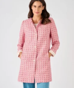 Veste longue effet tweed fils brillants