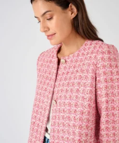 Veste longue effet tweed fils brillants
